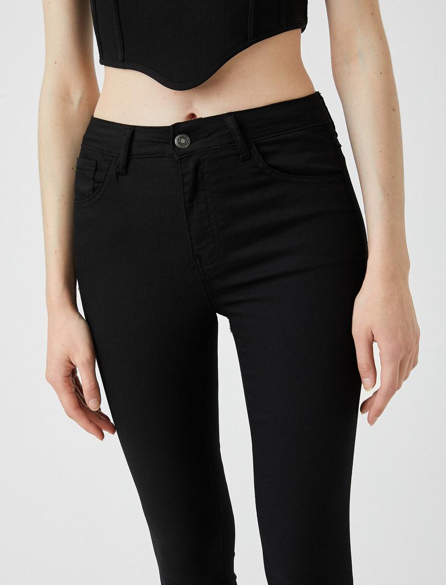   Dar Kesim Kot Pantolon Yüksek Bel - Skinny Fit Jean