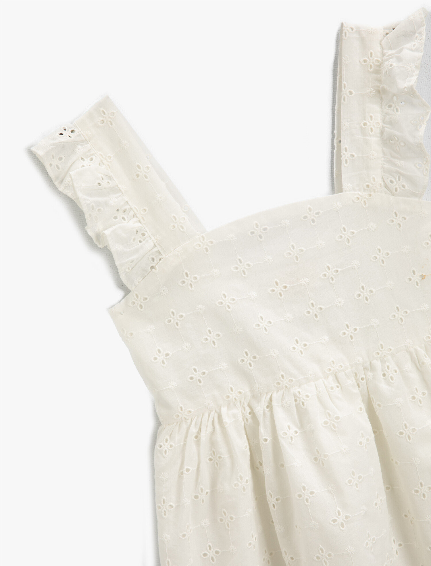  Kız Çocuk Elbise İşlemeli Mini Kolları Fırfırlı