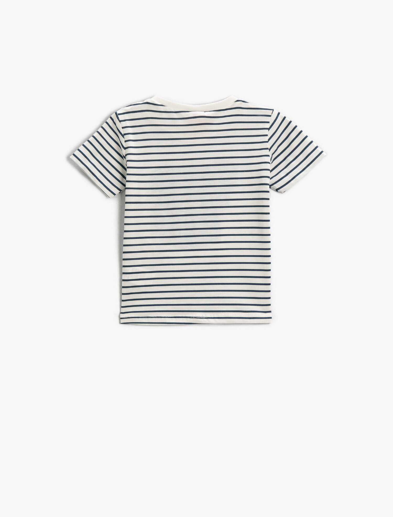  Erkek Bebek Fil Desenli Çizgili Tişört Kısa Kollu Bisiklet Yaka Pamuklu