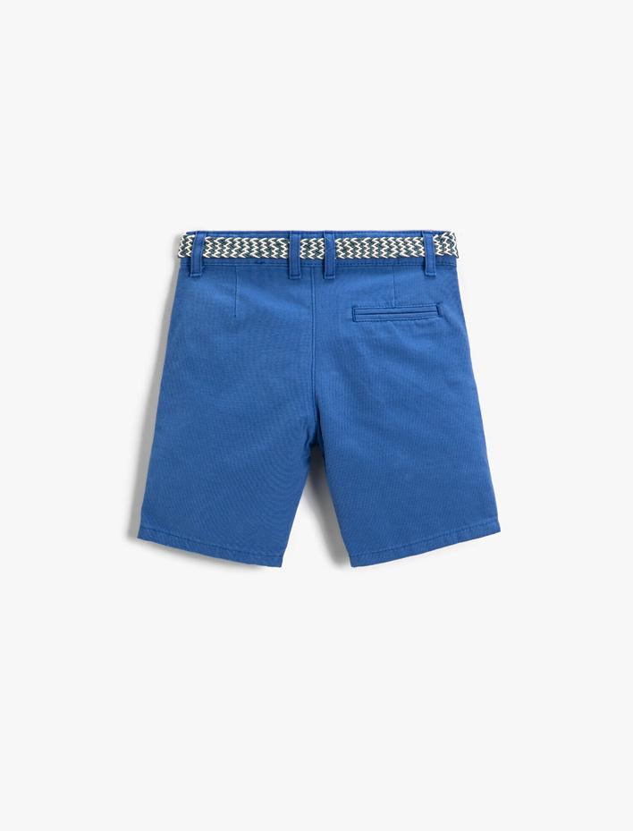 Erkek Çocuk Şort Kemerli Cepli Diz Üstü Pamuklu