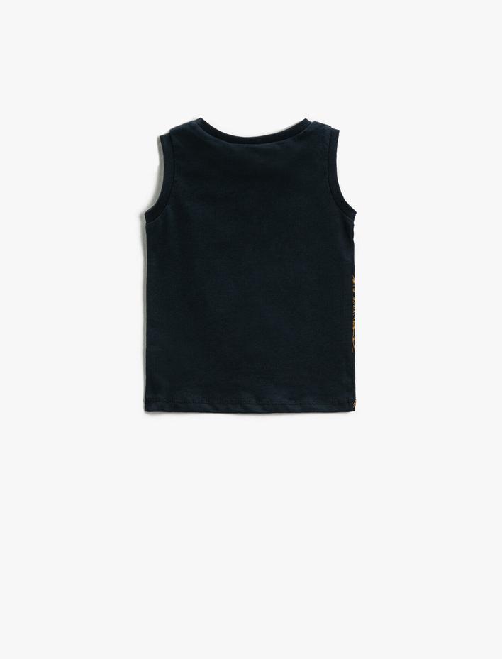 Erkek Bebek Palmiye ve Slogan Baskılı Atlet Bisiklet Yaka Pamuklu