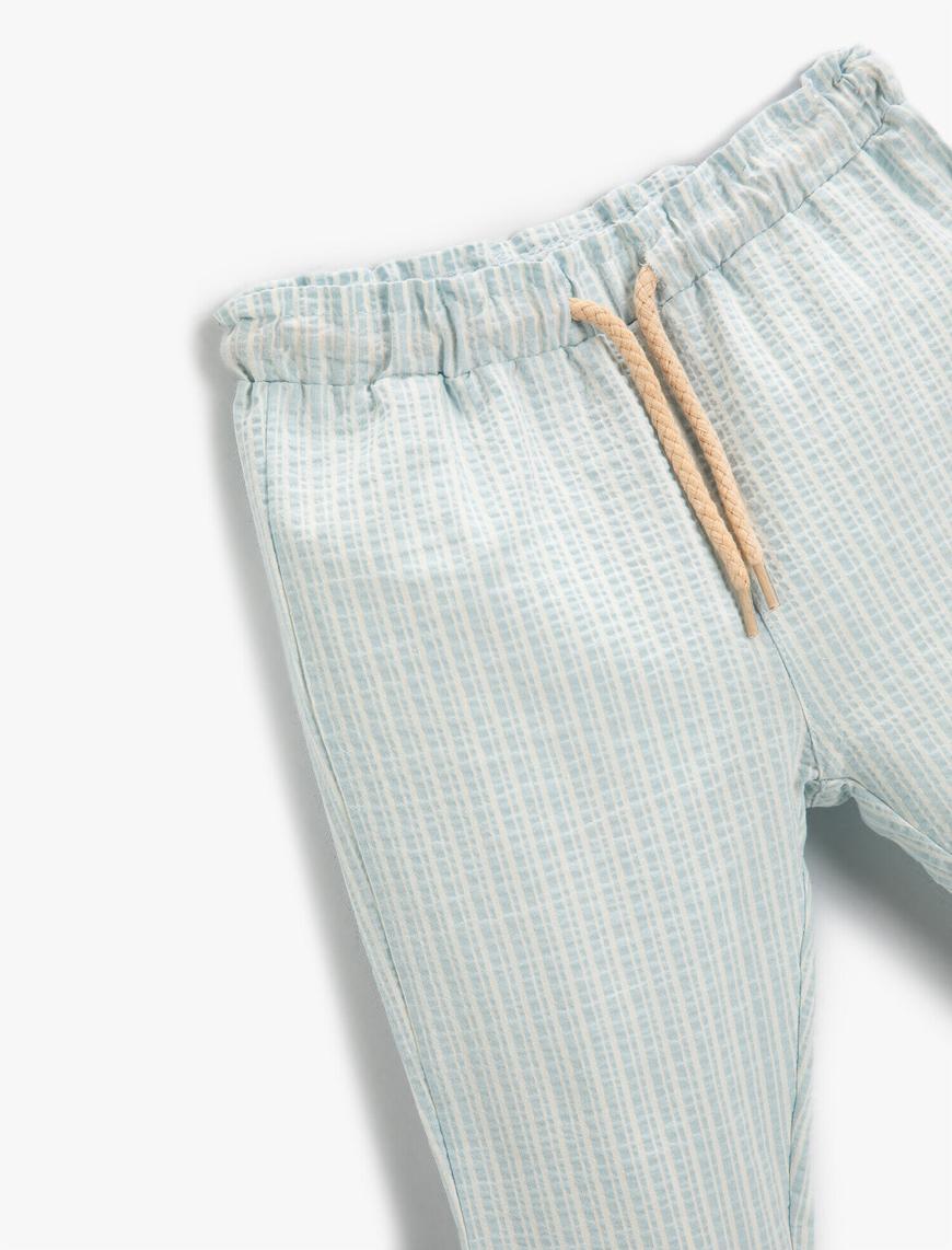  Erkek Bebek Ekose Pantolon Beli Bağcıklı Slim Pamuklu