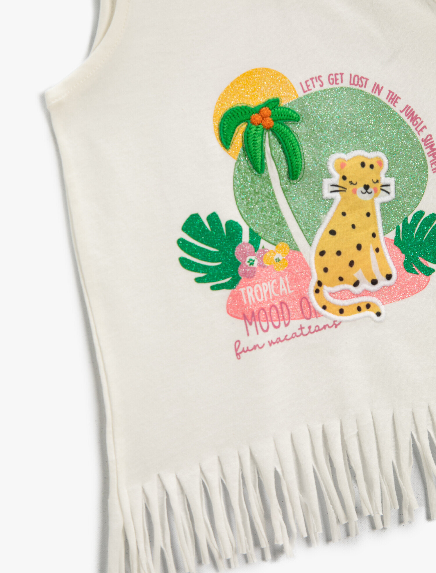  Kız Bebek Hayvan Figür İşlemeli Püsküllü Atlet Pamuklu