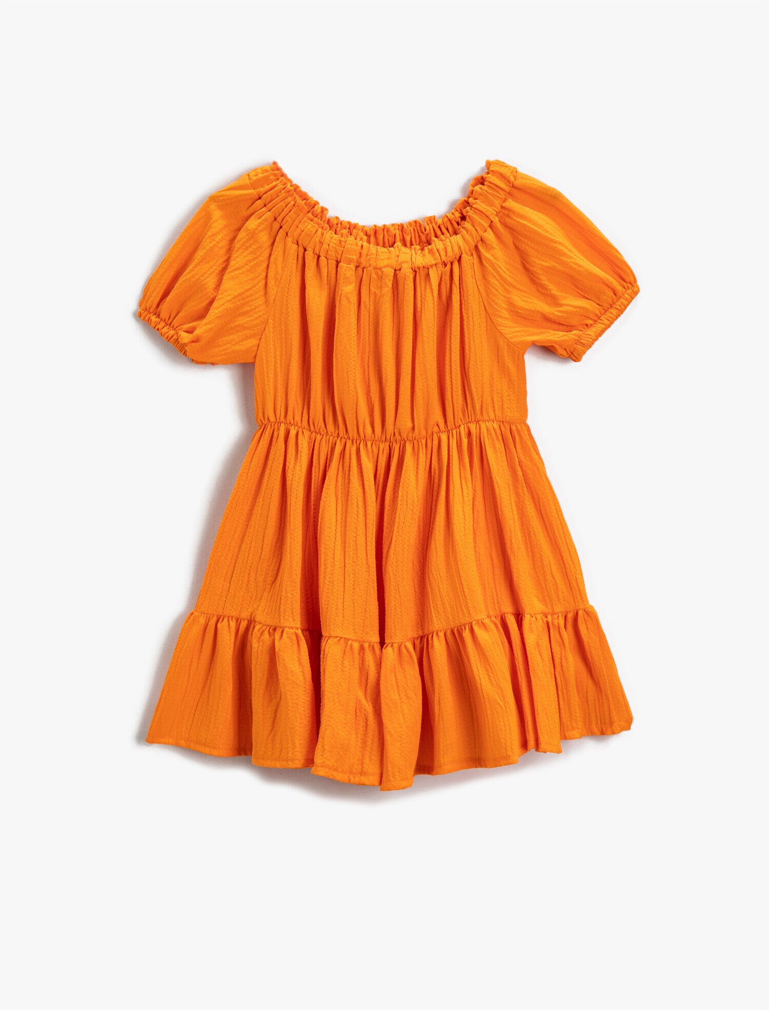  Kız Çocuk Elbise Balon Kollu Midi Volanlı