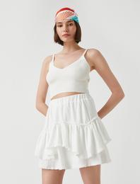 Beli Lastikli Fırfırlı Mini Etek