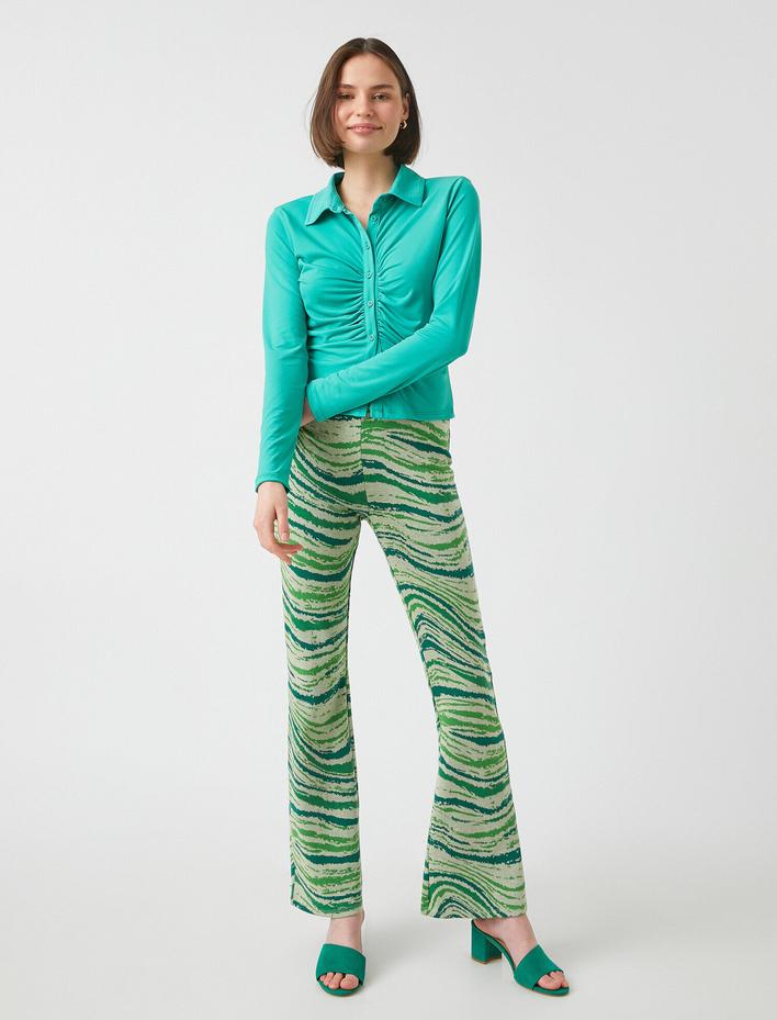  Uzun Kollu Büzgülü Gömlek