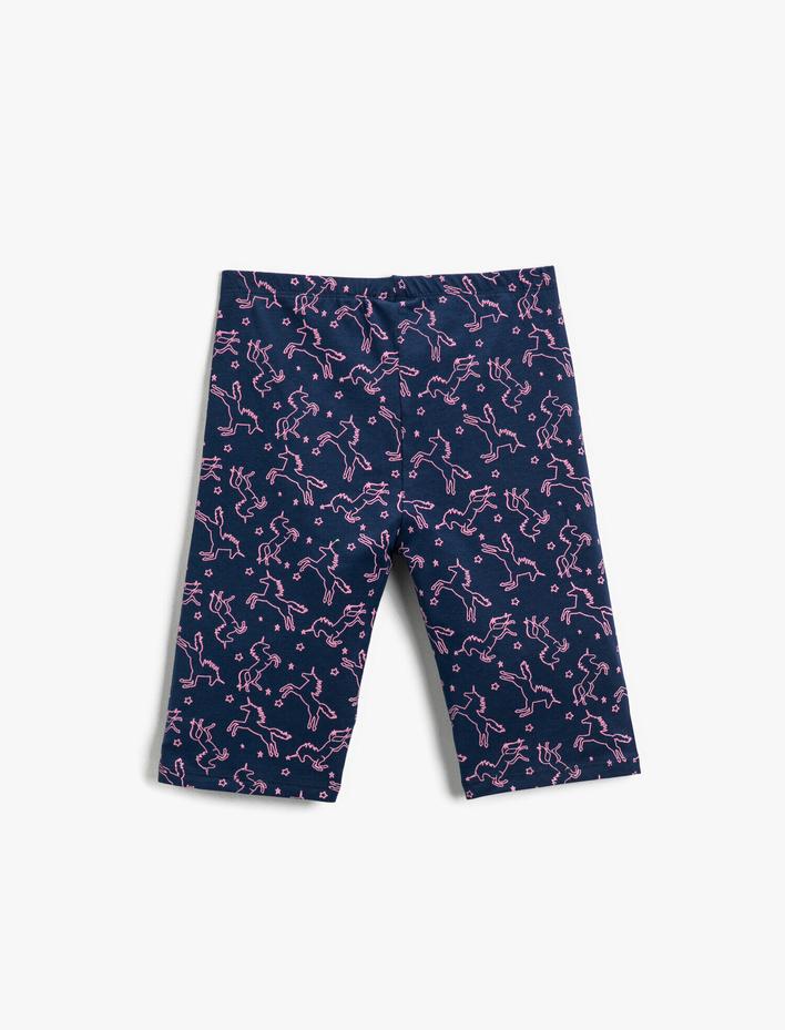 Kız Çocuk Unicorn Baskılı Tayt Pamuklu