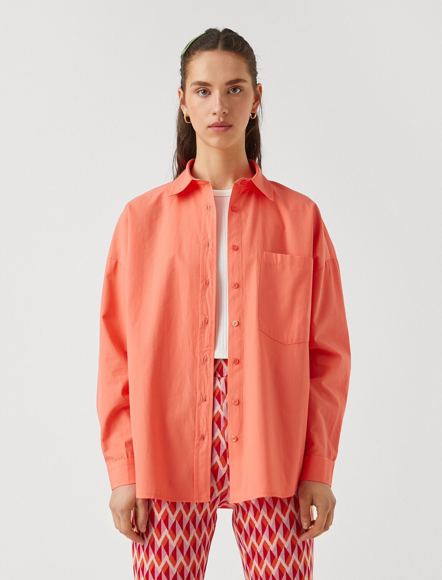   Pamuklu Cepli Gömlek Uzun Kollu