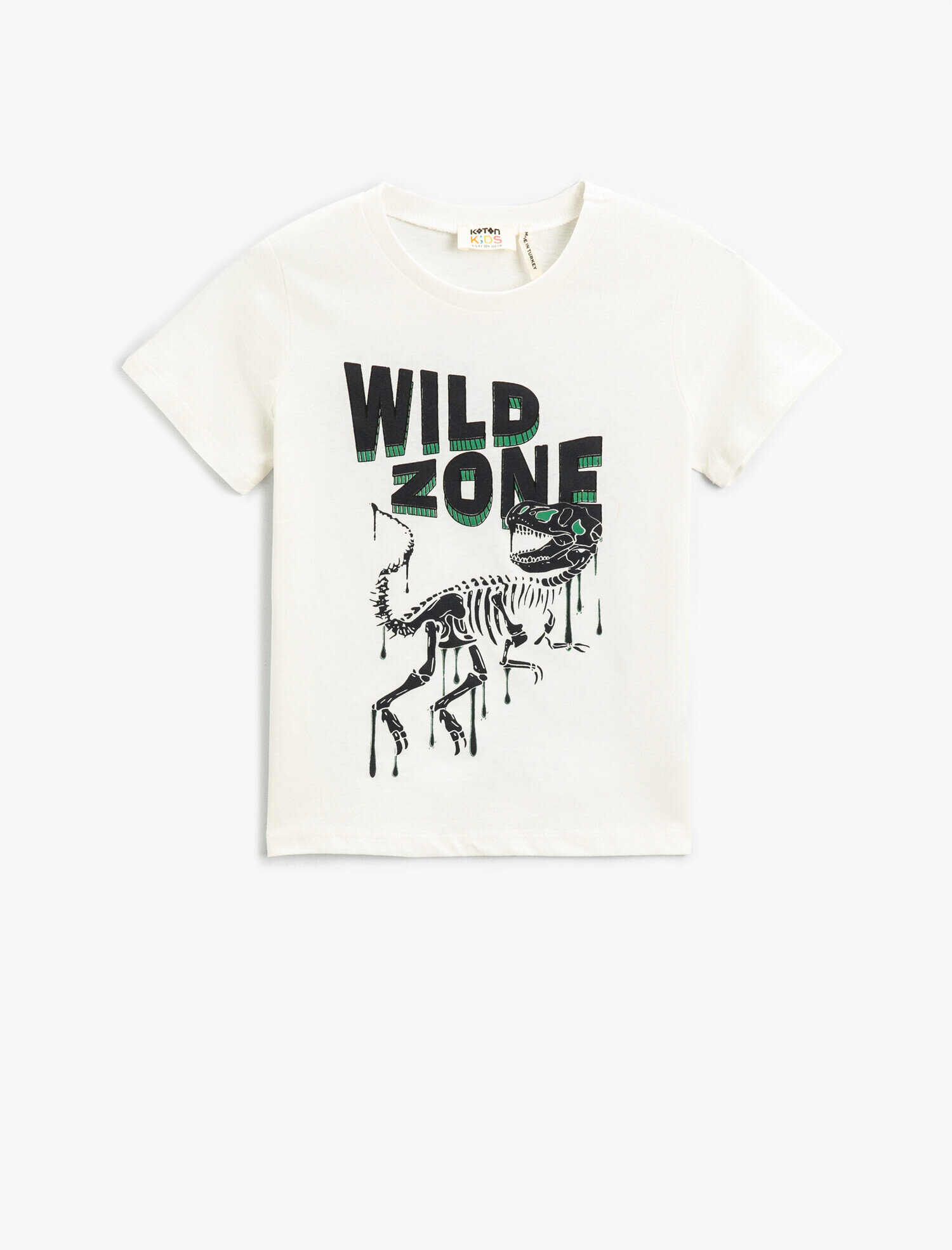  Erkek Çocuk Dinozor Baskılı Kısa Kollu Tişört Pamuklu