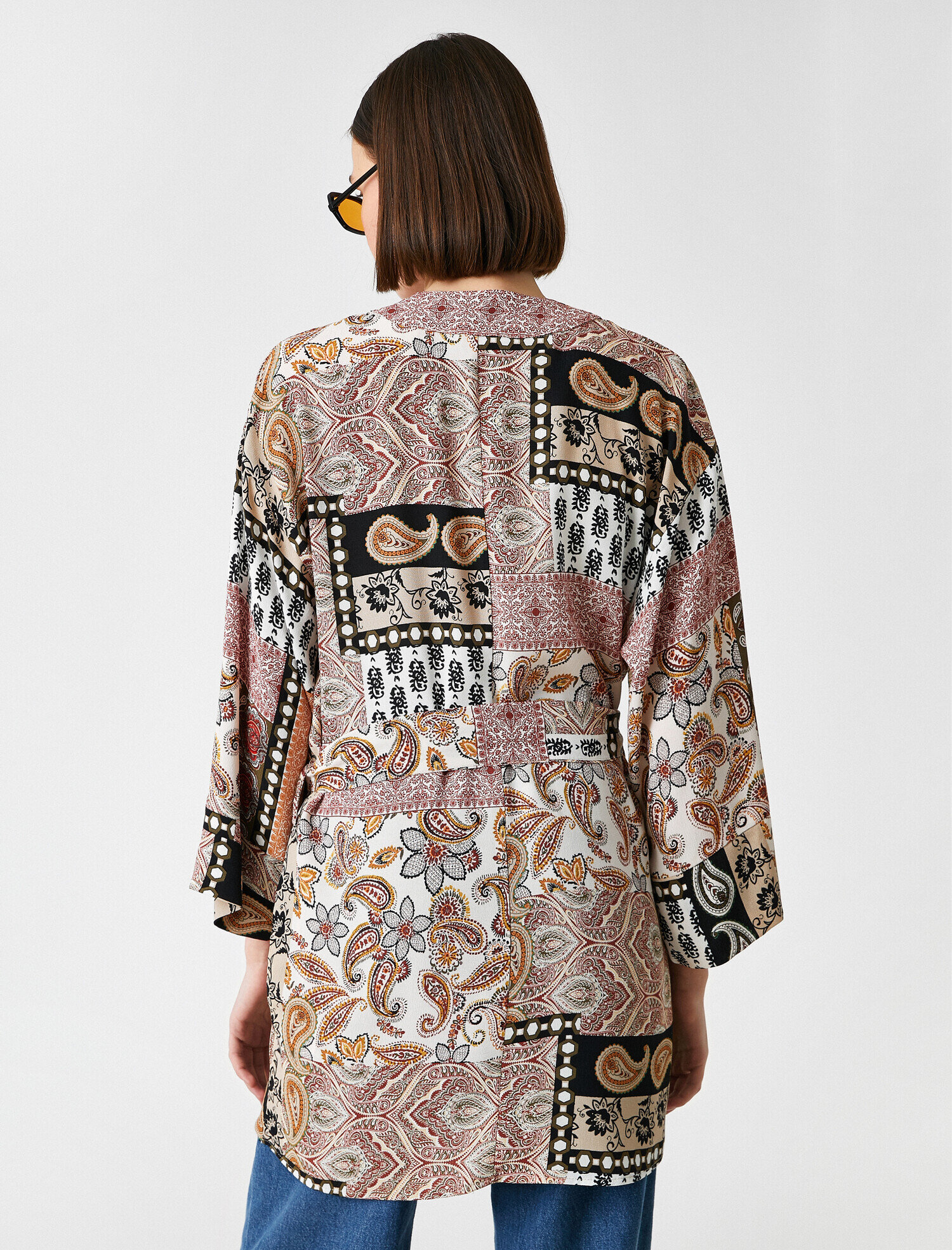   3/4 Kol Desenli Kimono