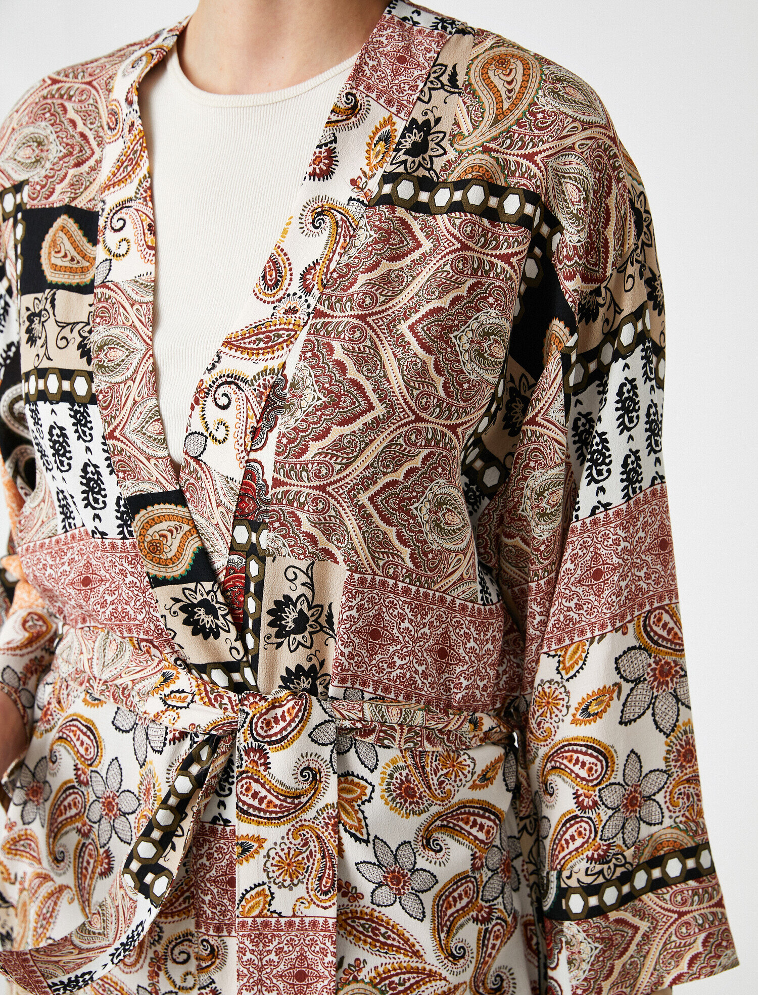   3/4 Kol Desenli Kimono