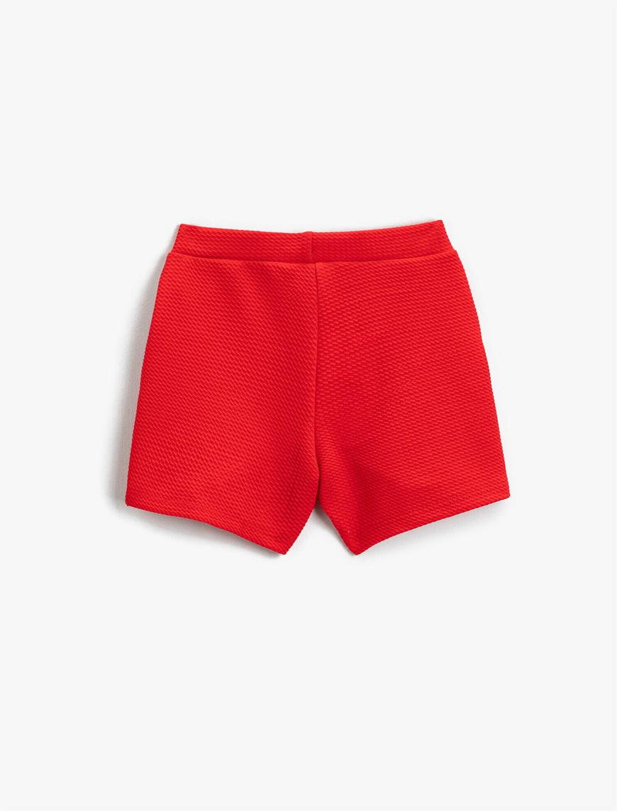  Kız Çocuk Dokulu Basic Mini Şort Etek