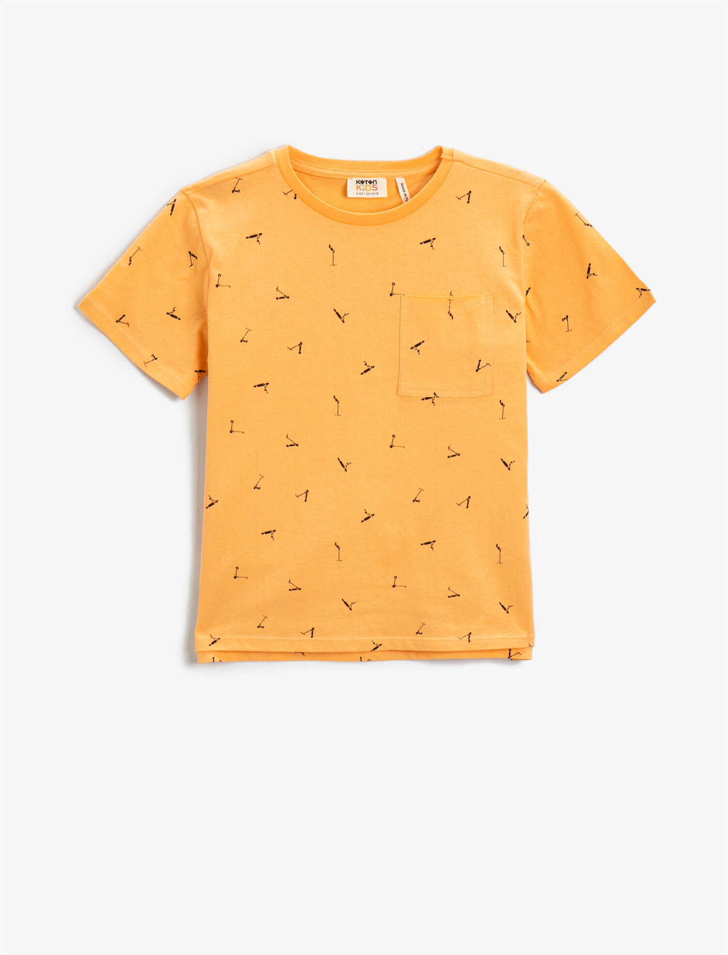  Erkek Çocuk Baskılı Kısa Kollu Bisiklet Yaka Tişört Pamuklu