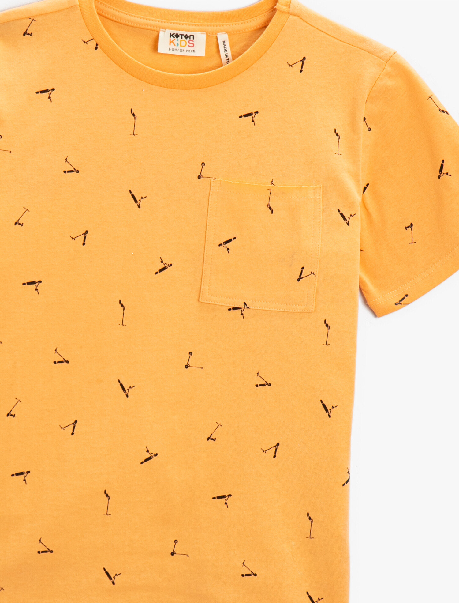  Erkek Çocuk Baskılı Kısa Kollu Bisiklet Yaka Tişört Pamuklu