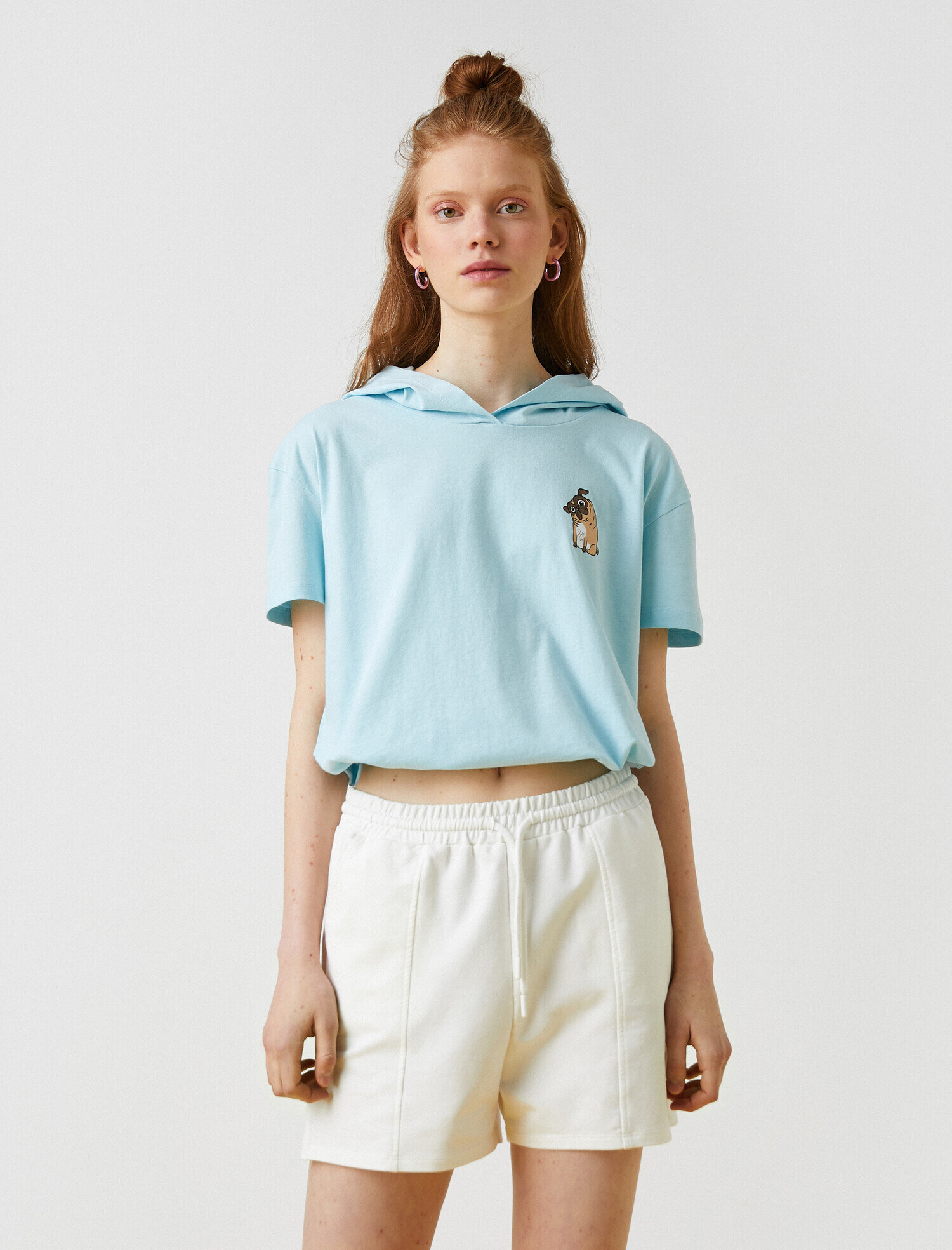   Kapüşonlu Kısa Kollu Tişört