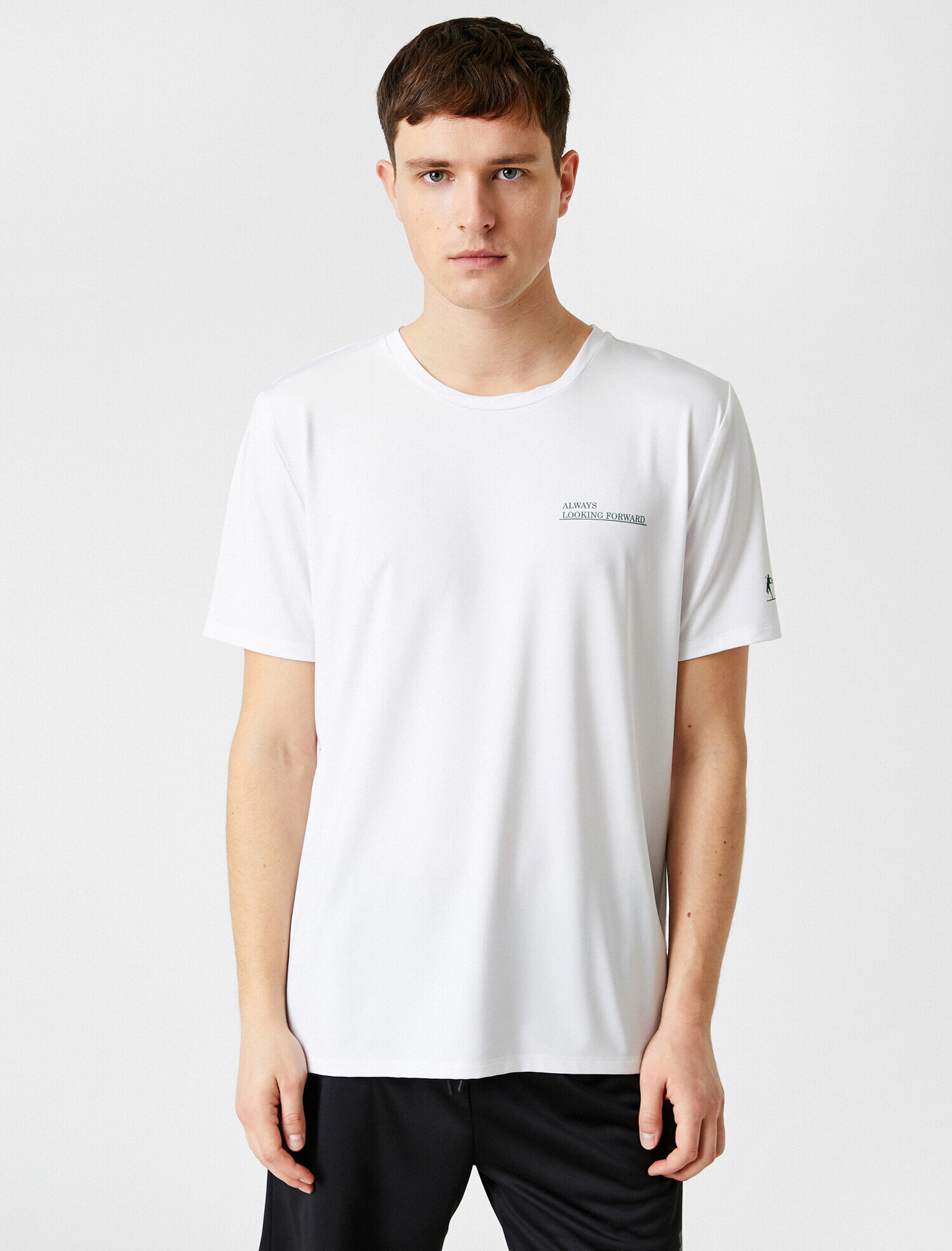   Bisiklet Yaka Baskılı Spor Tişört