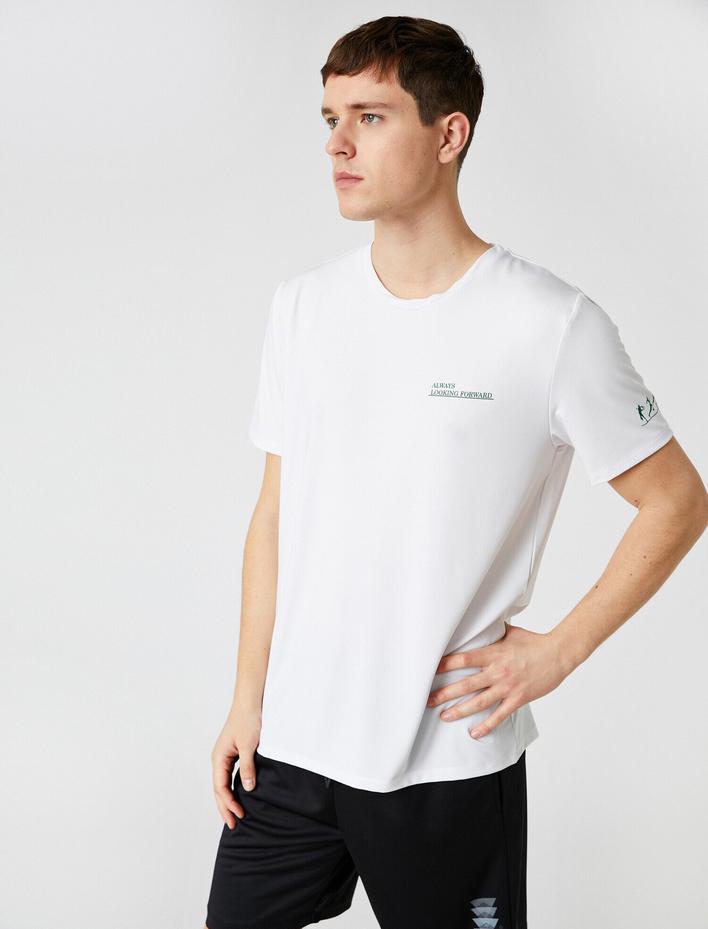  Bisiklet Yaka Baskılı Spor Tişört