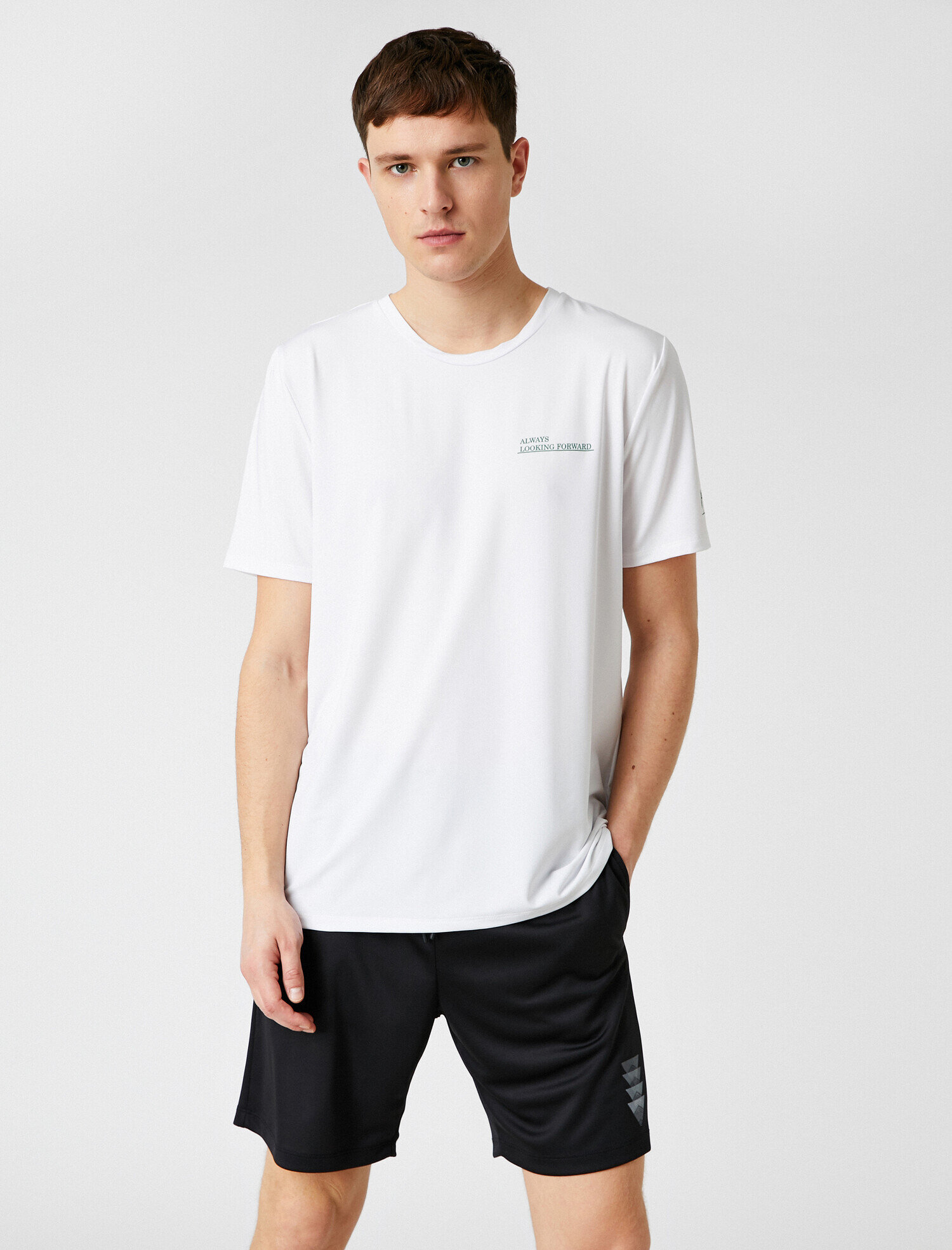   Bisiklet Yaka Baskılı Spor Tişört