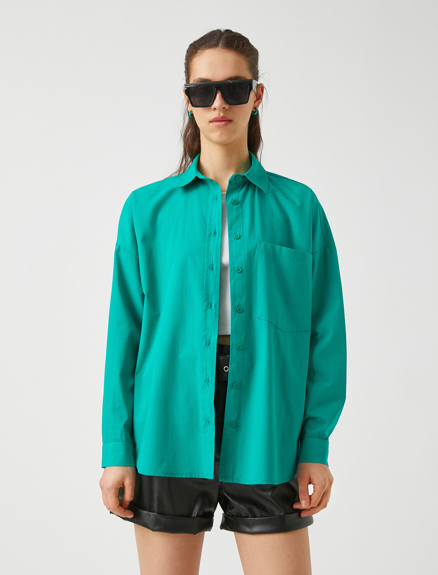   Pamuklu Cepli Gömlek Uzun Kollu