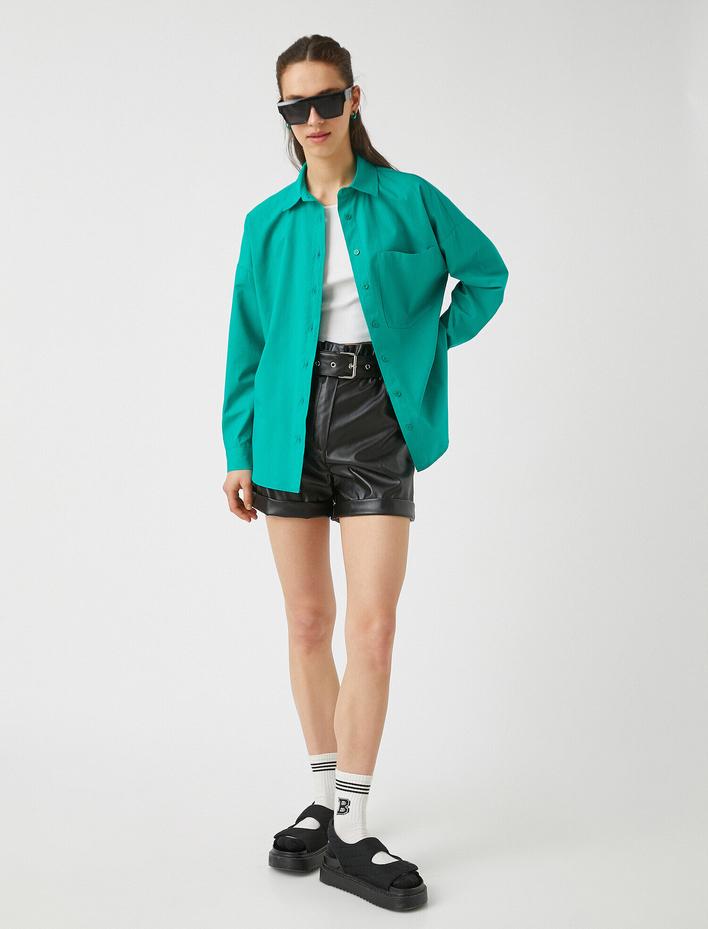  Pamuklu Cepli Gömlek Uzun Kollu