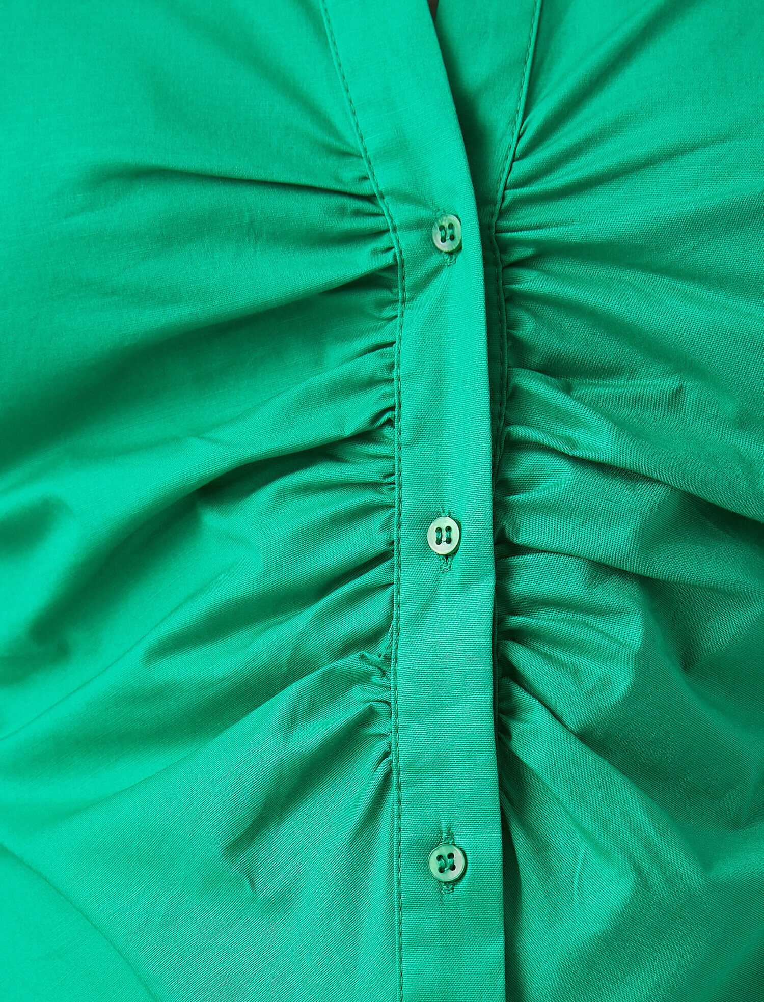   Uzun Kollu Büzgülü Pamuklu Gömlek