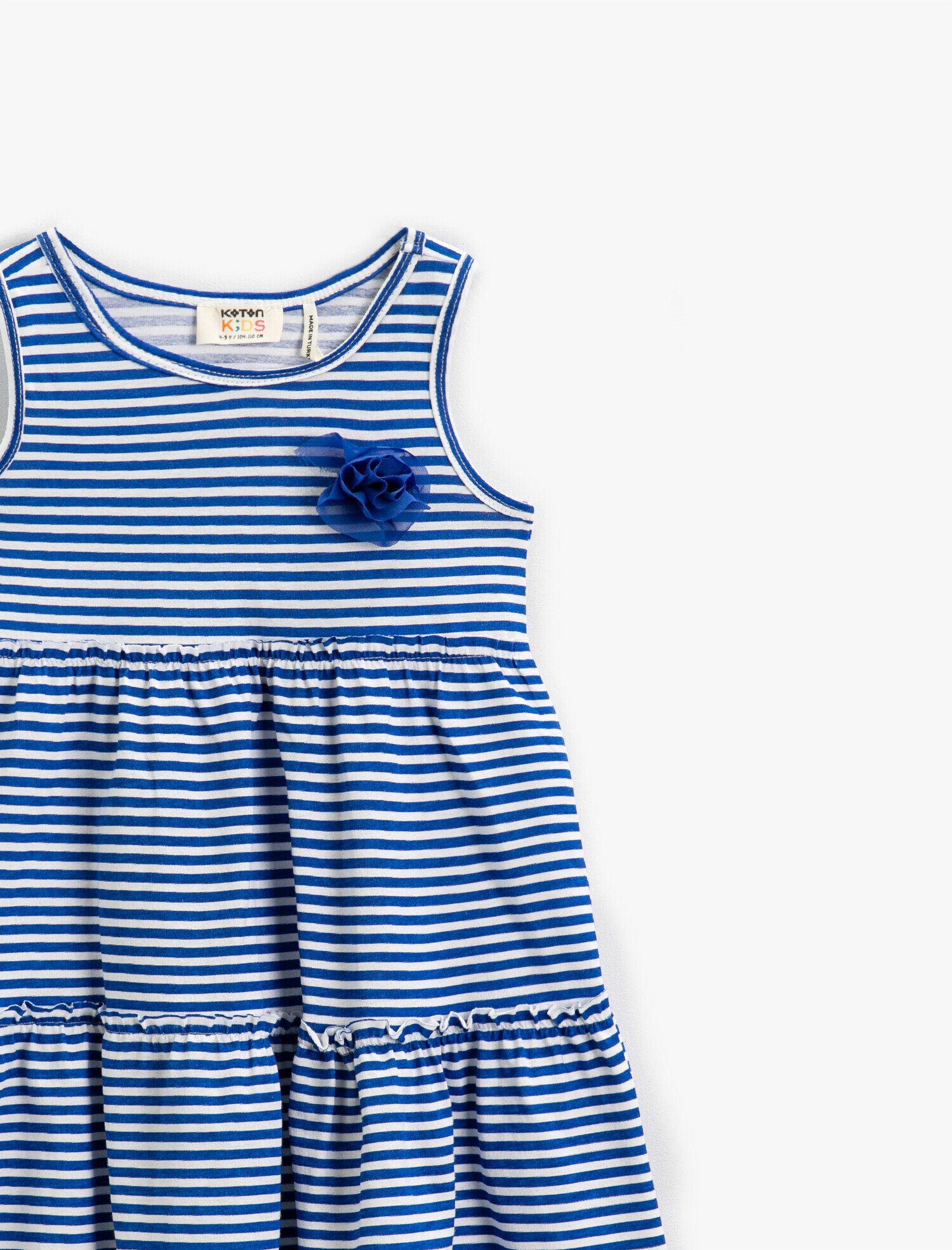  Kız Çocuk Çiçekli Çizgili Kolsuz Elbise Pamuklu