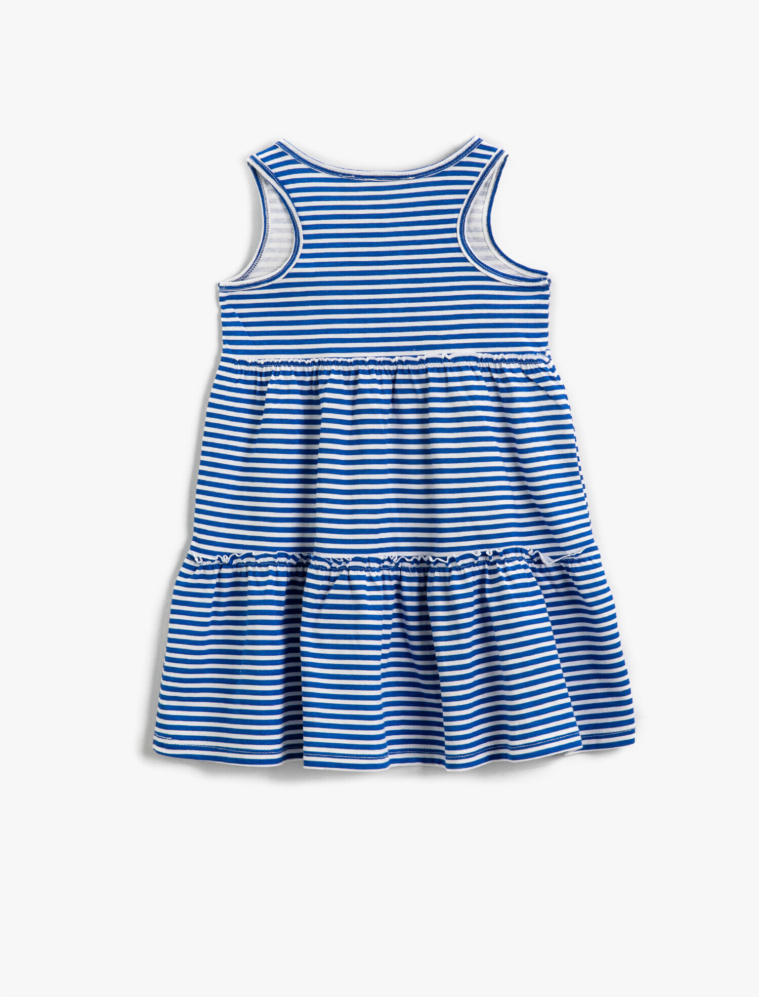  Kız Çocuk Çiçekli Çizgili Kolsuz Elbise Pamuklu