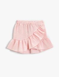 Çizgili Fırfırlı Mini Etek