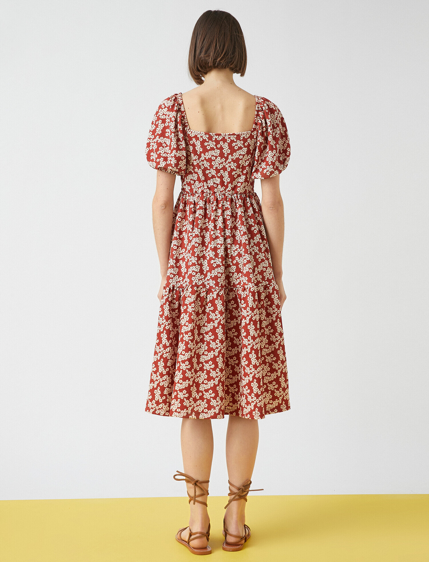   Balon Kollu Midi Elbise