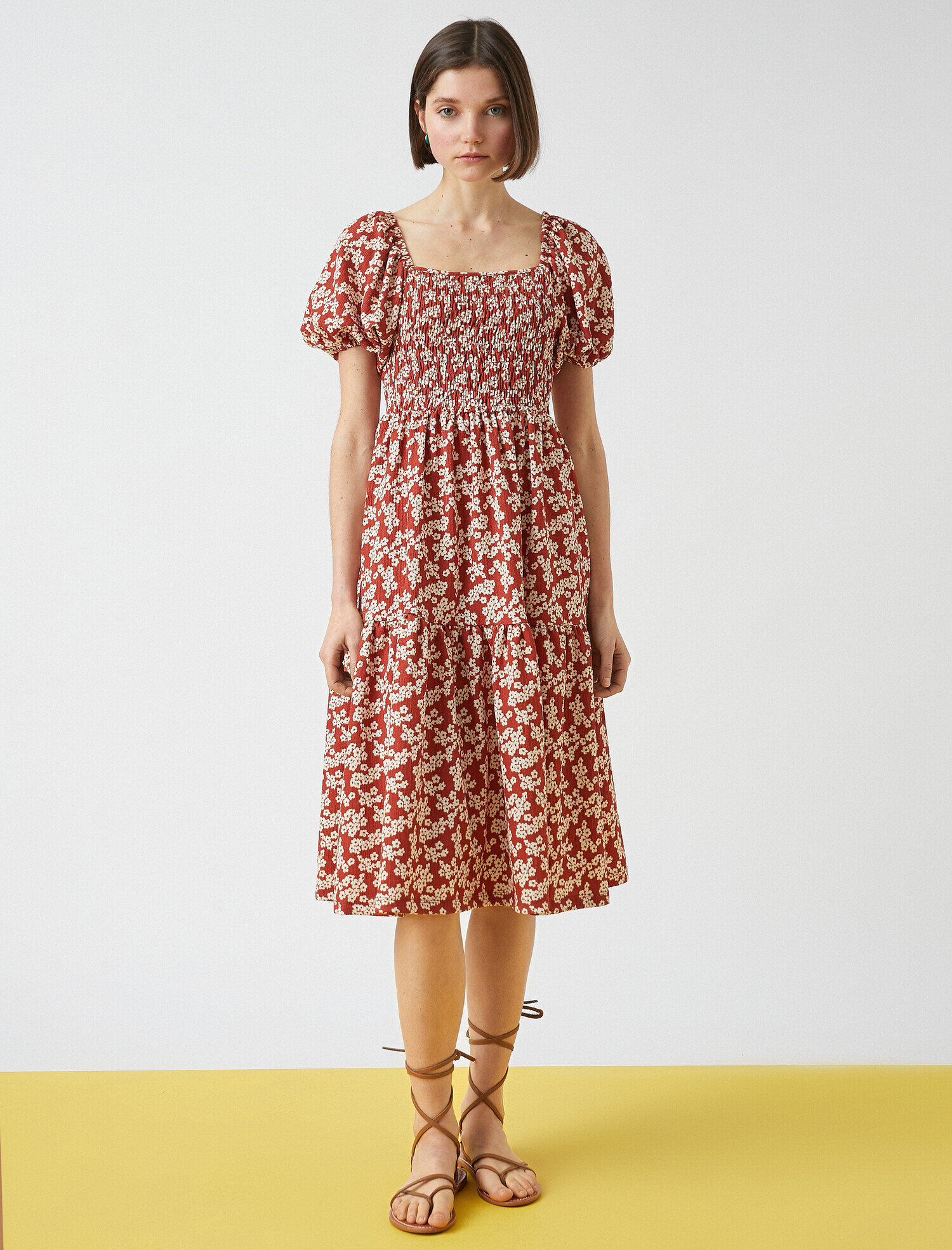   Balon Kollu Midi Elbise