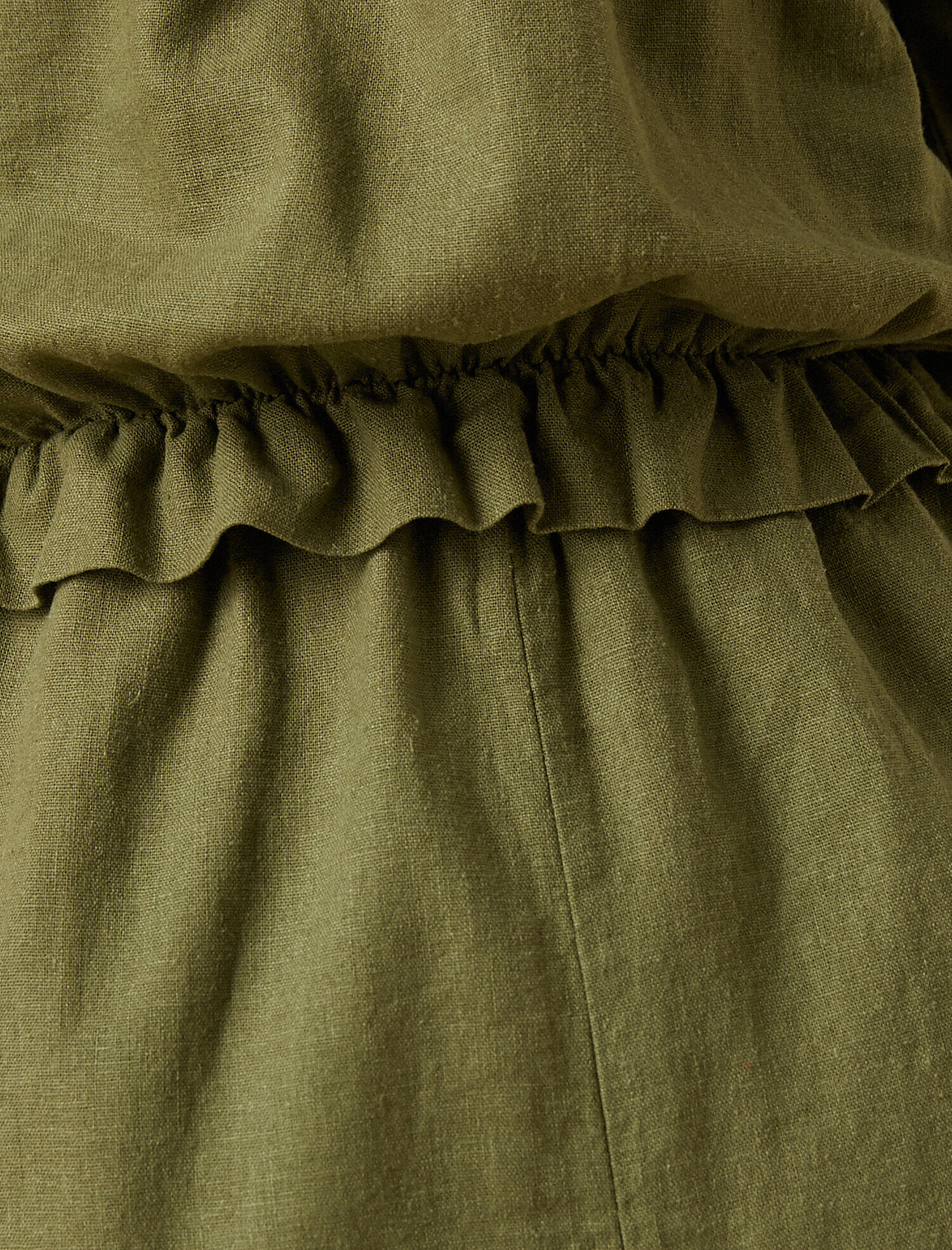   Elastik Bel Keten Kısa Tulum