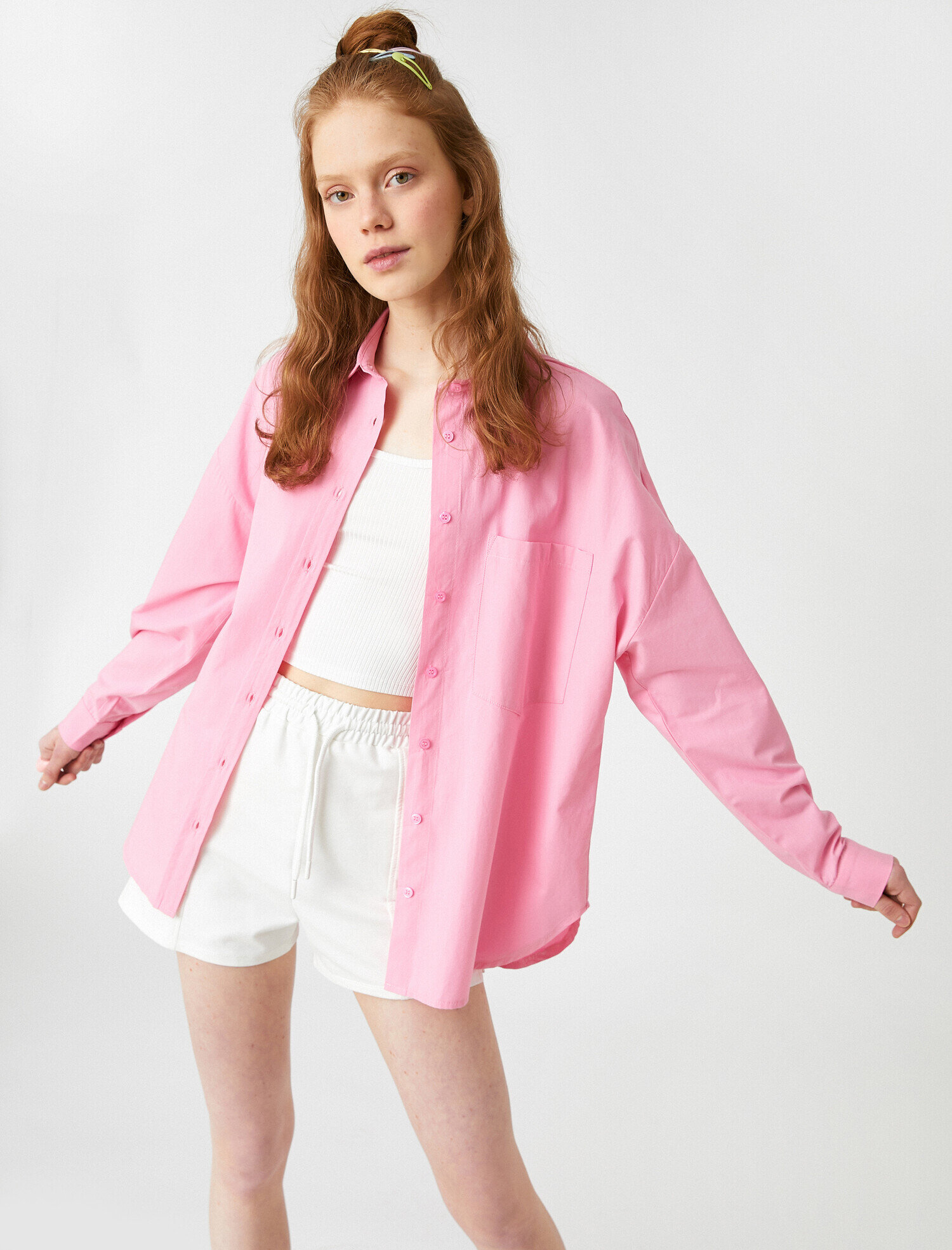   Pamuklu Cepli Gömlek Uzun Kollu