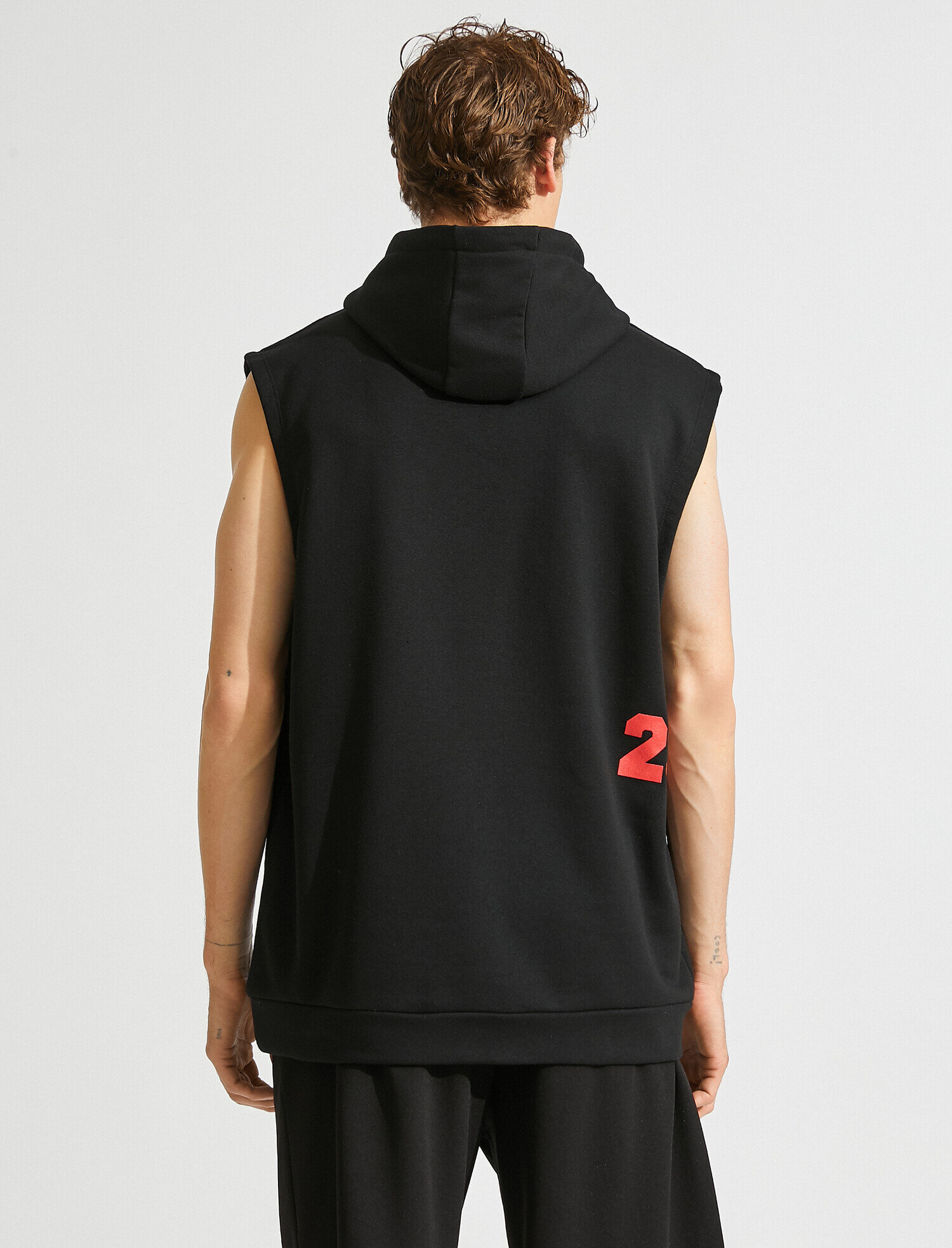   Basketbol Baskılı Kolsuz Kapşonlu Sweatshirt