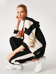 Beli Lastikli Çizgili Jogger Pantolon