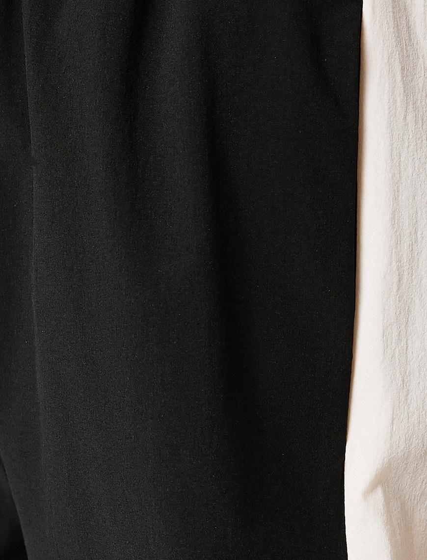   Beli Lastikli Çizgili Jogger Pantolon