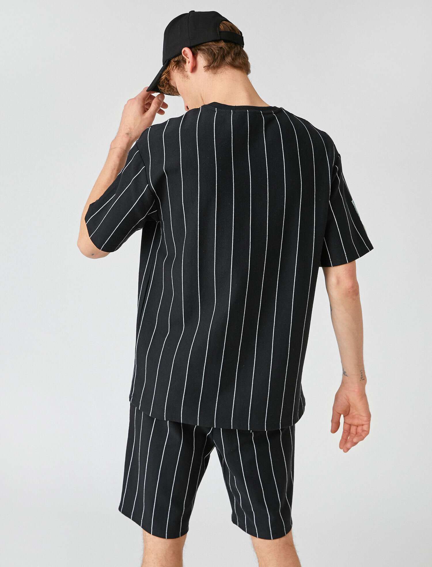   Oversize Tişört Beyzbol Çizgili