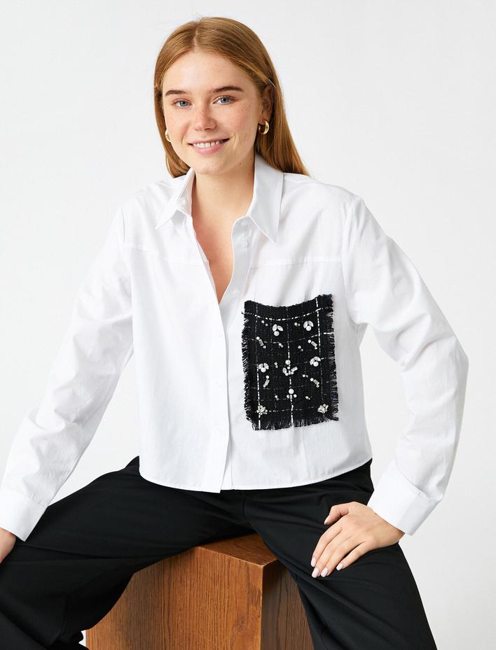  Uzun Kollu Cep Detaylı Pamuklu Gömlek