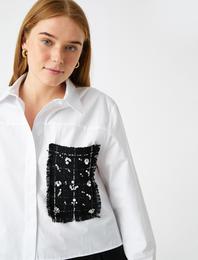 Uzun Kollu Cep Detaylı Pamuklu Gömlek