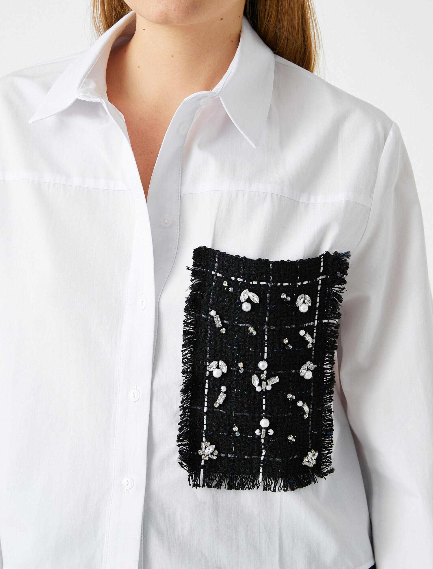   Uzun Kollu Cep Detaylı Pamuklu Gömlek