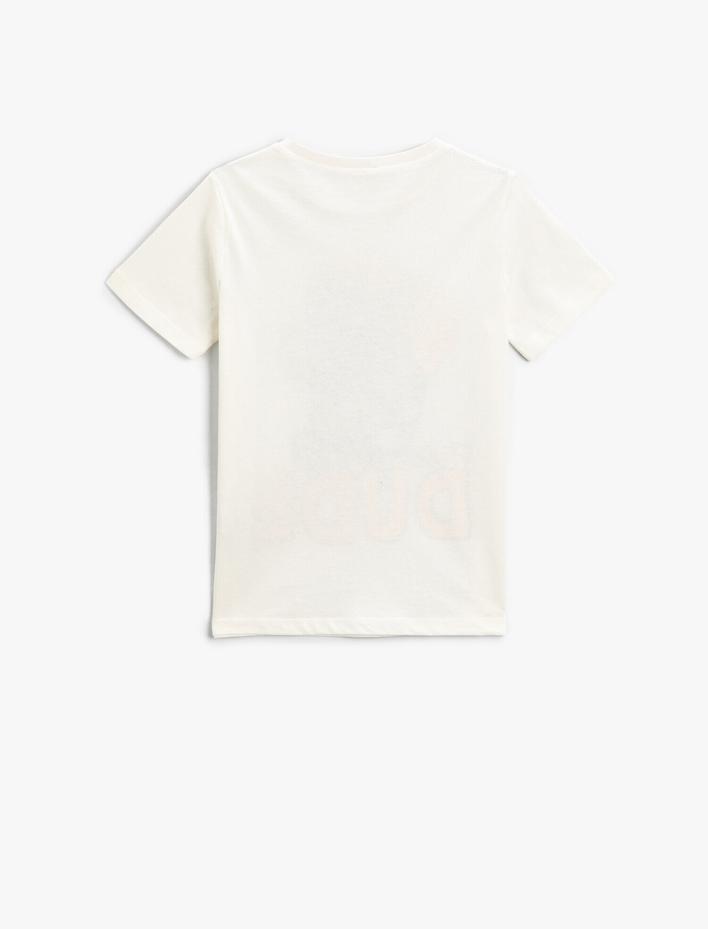 Erkek Çocuk Dinozor Baskılı Kısa Kollu Tişört Bisiklet Yaka Pamuklu