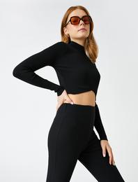 Uzun Kollu Crop Triko Kazak
