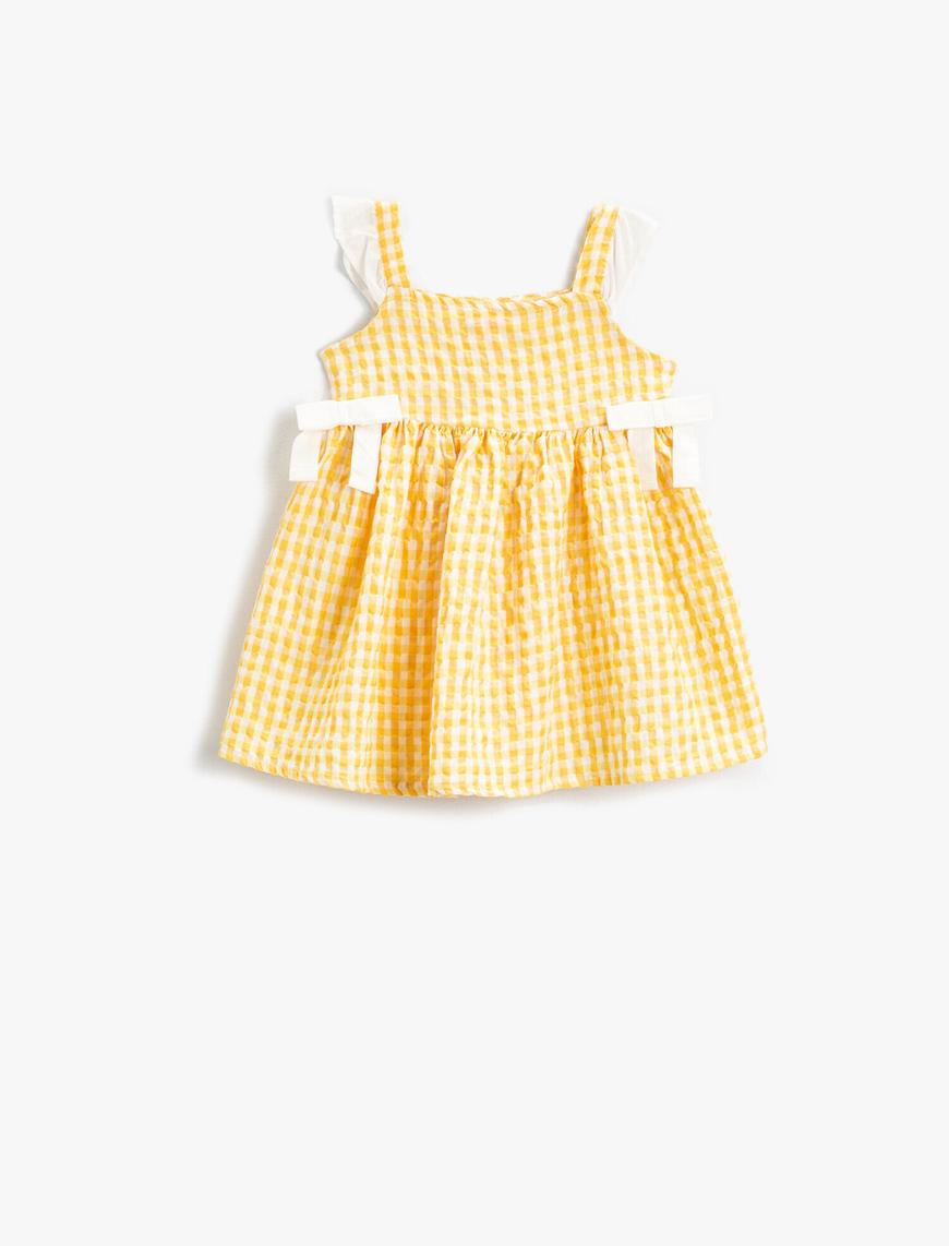  Kız Bebek Elbise Fırfırlı Askılı Pamuklu