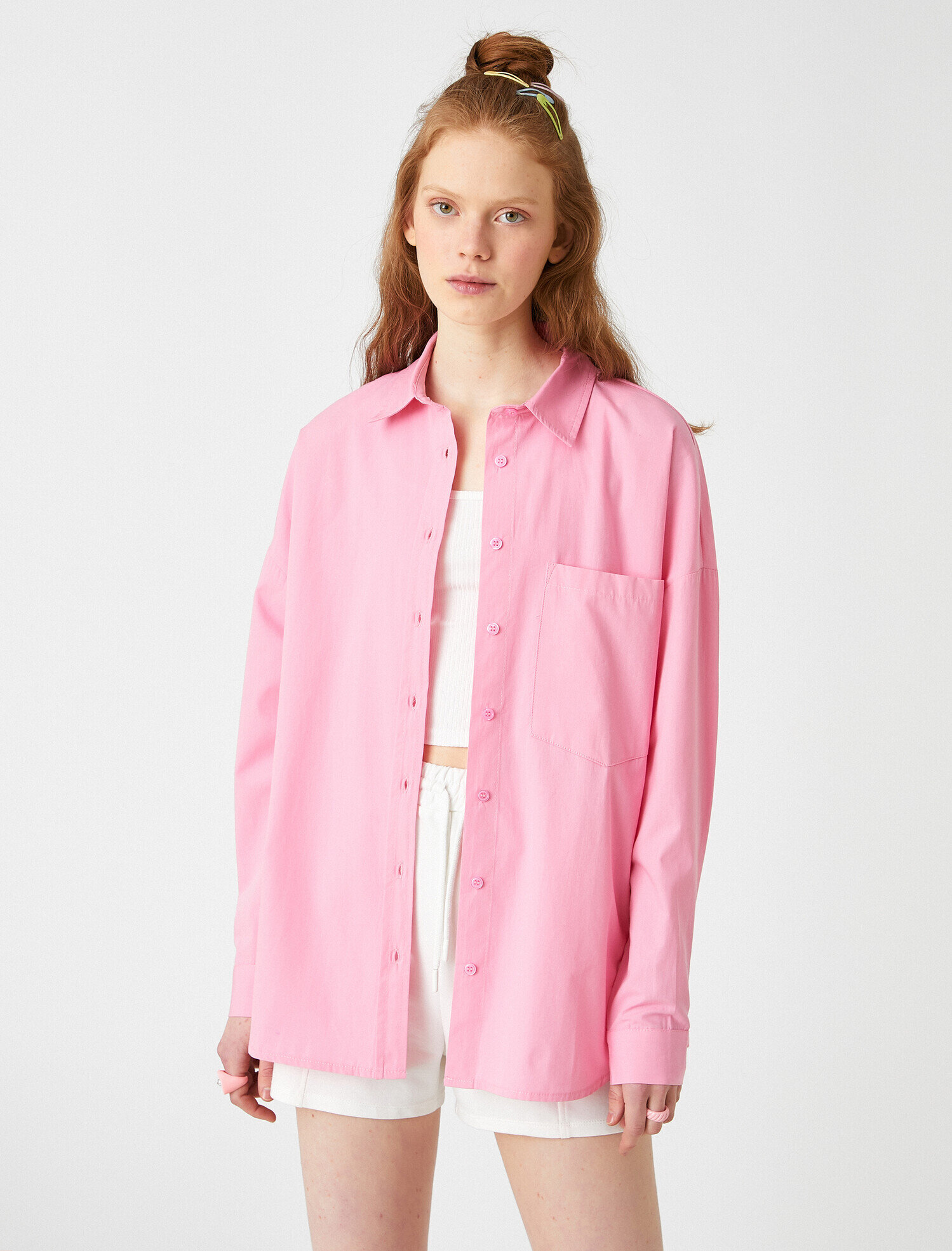   Pamuklu Cepli Gömlek Uzun Kollu