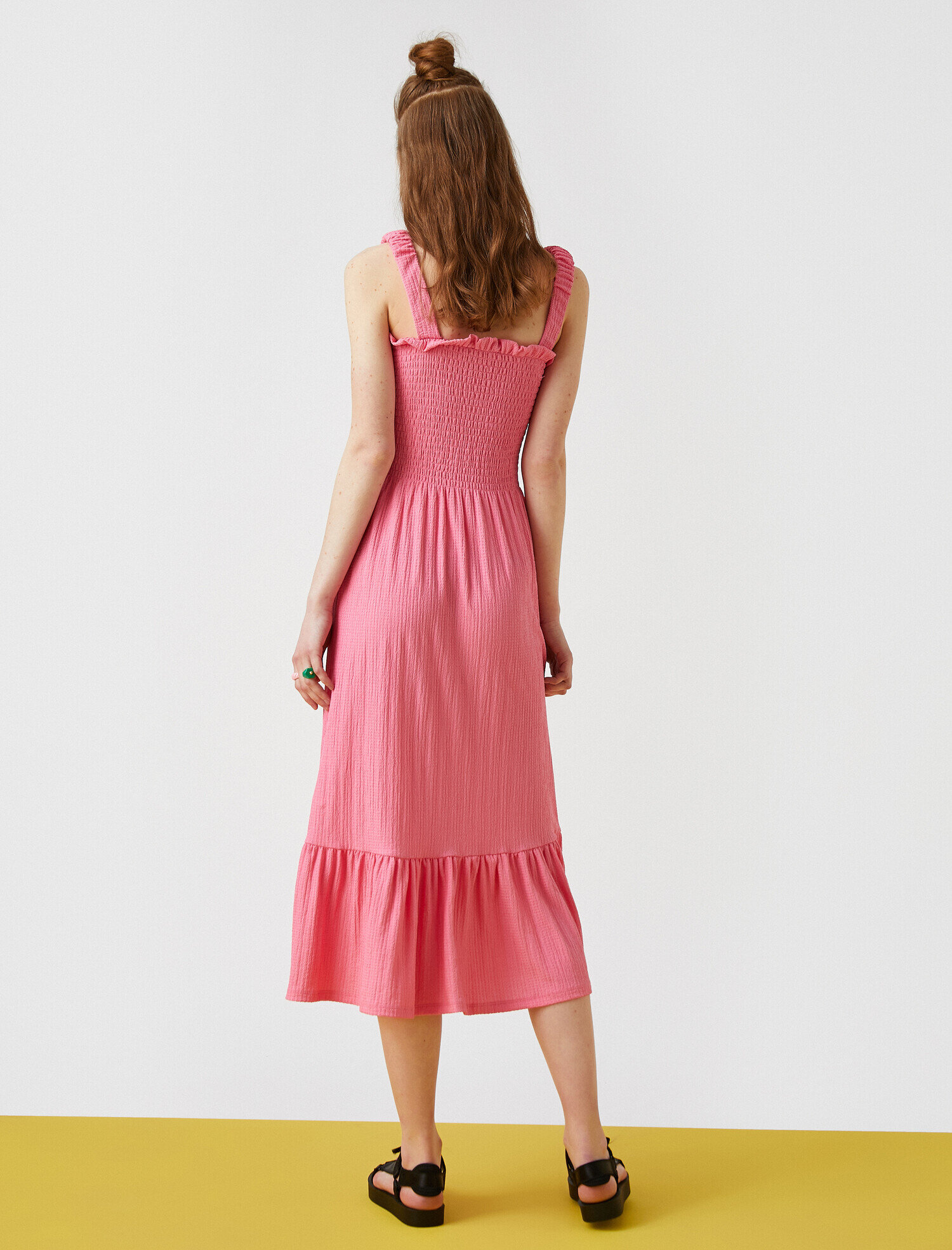   Fırfırlı Uzun Elbise