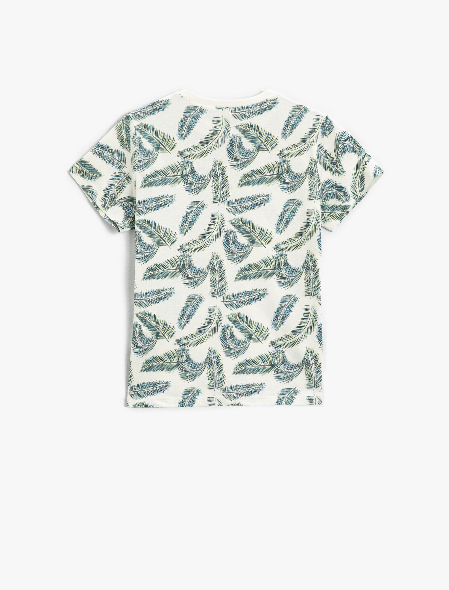  Erkek Çocuk Tüy Baskılı Kısa Kollu Tişört Bisiklet Yaka Pamuklu