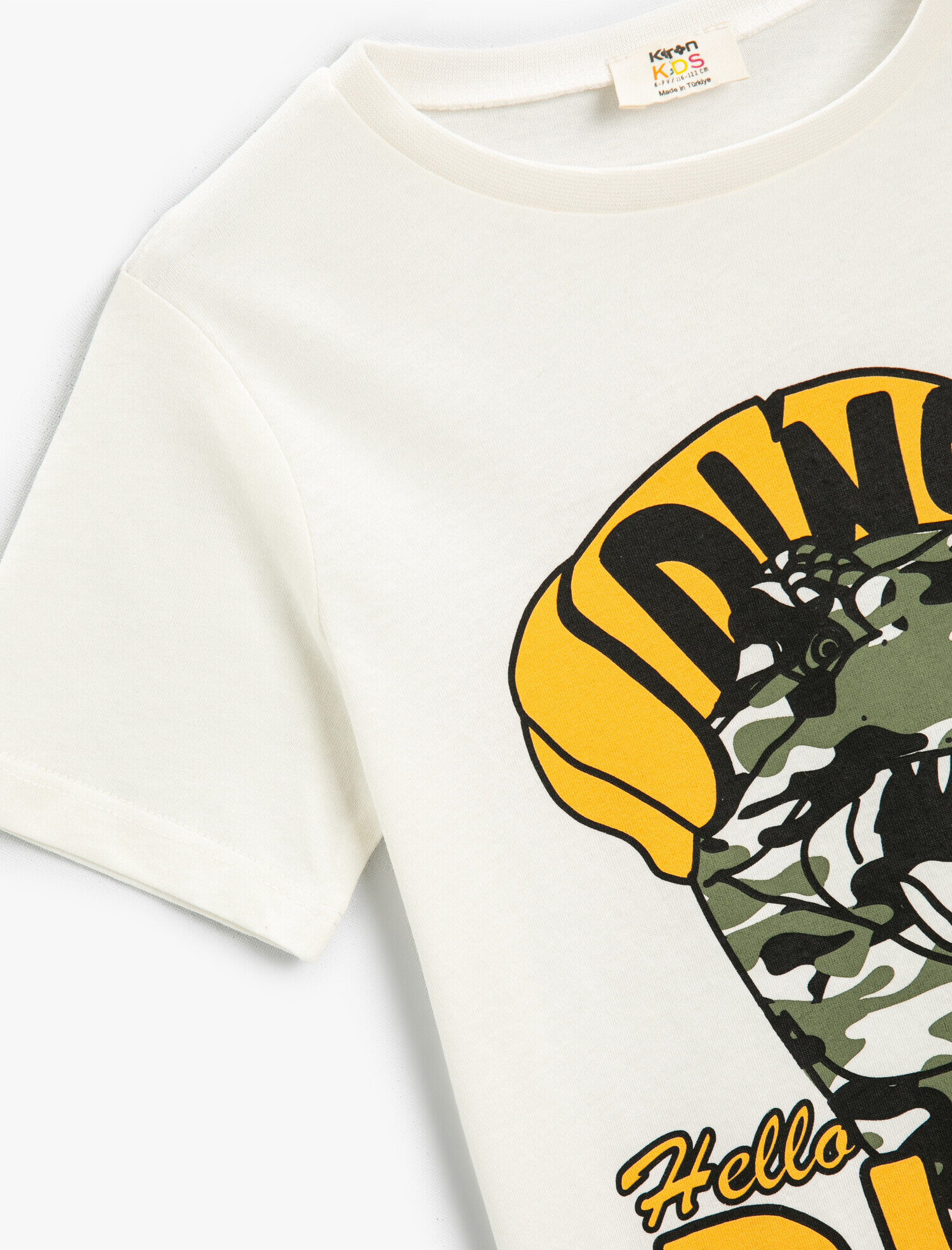  Erkek Çocuk Dinozor Baskılı Kısa Kollu Tişört Bisiklet Yaka Pamuklu