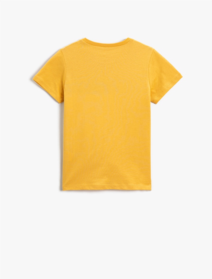 Erkek Çocuk Dinozor Baskılı Pamuklu Bisiklet Yaka Kısa Kollu Tişört