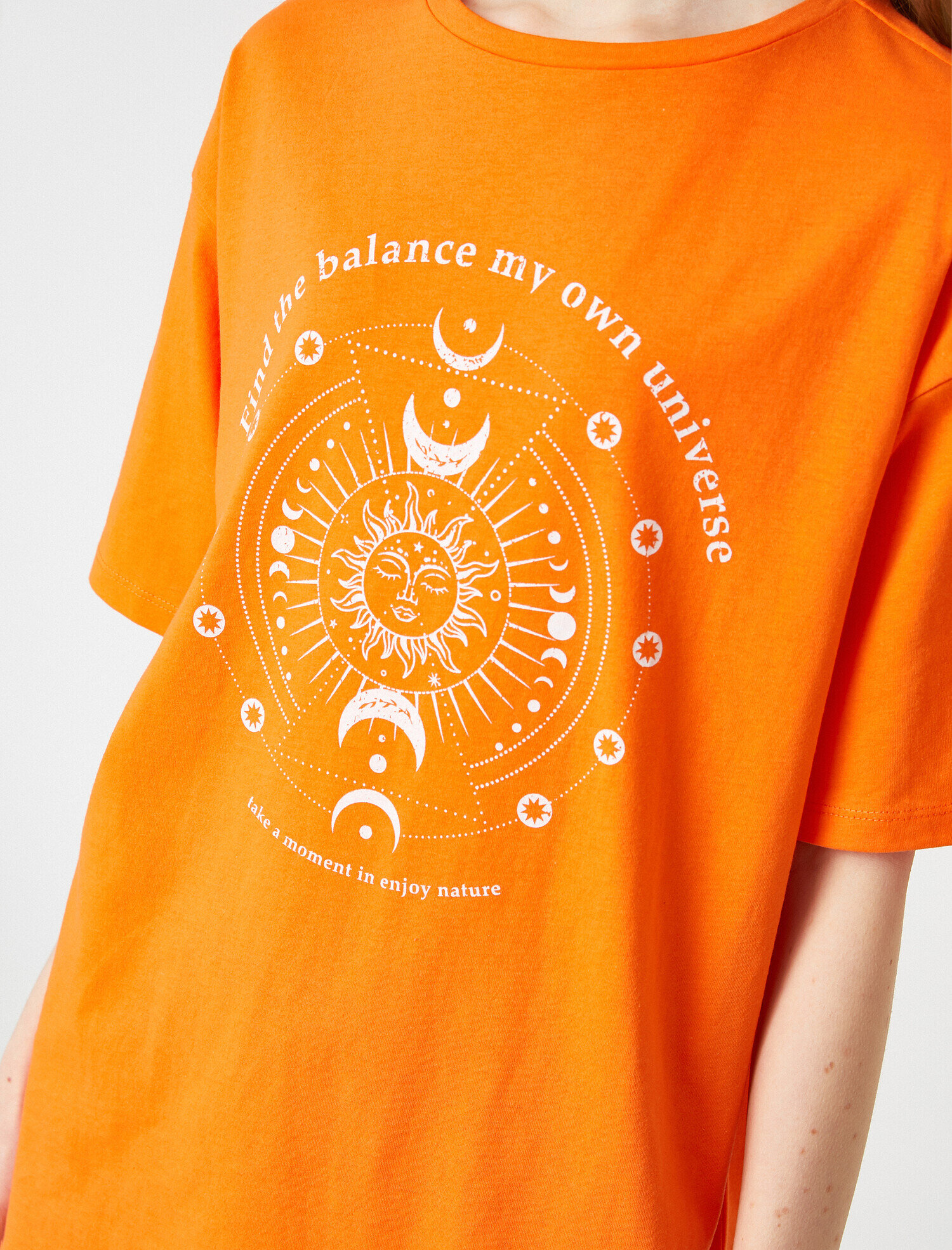   Baskılı Kısa Kollu Bisiklet Yaka Pamuklu Tişört