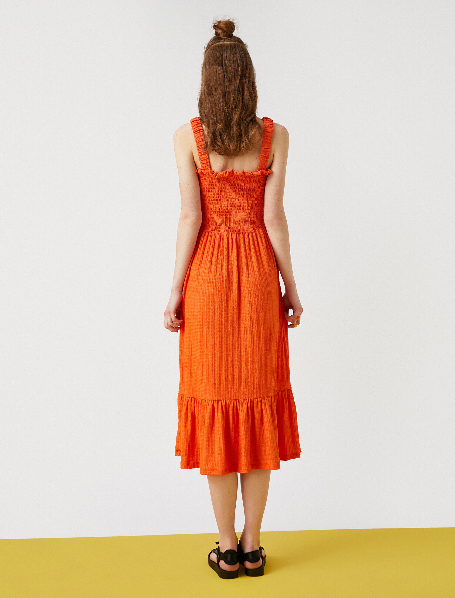   Fırfırlı Uzun Elbise