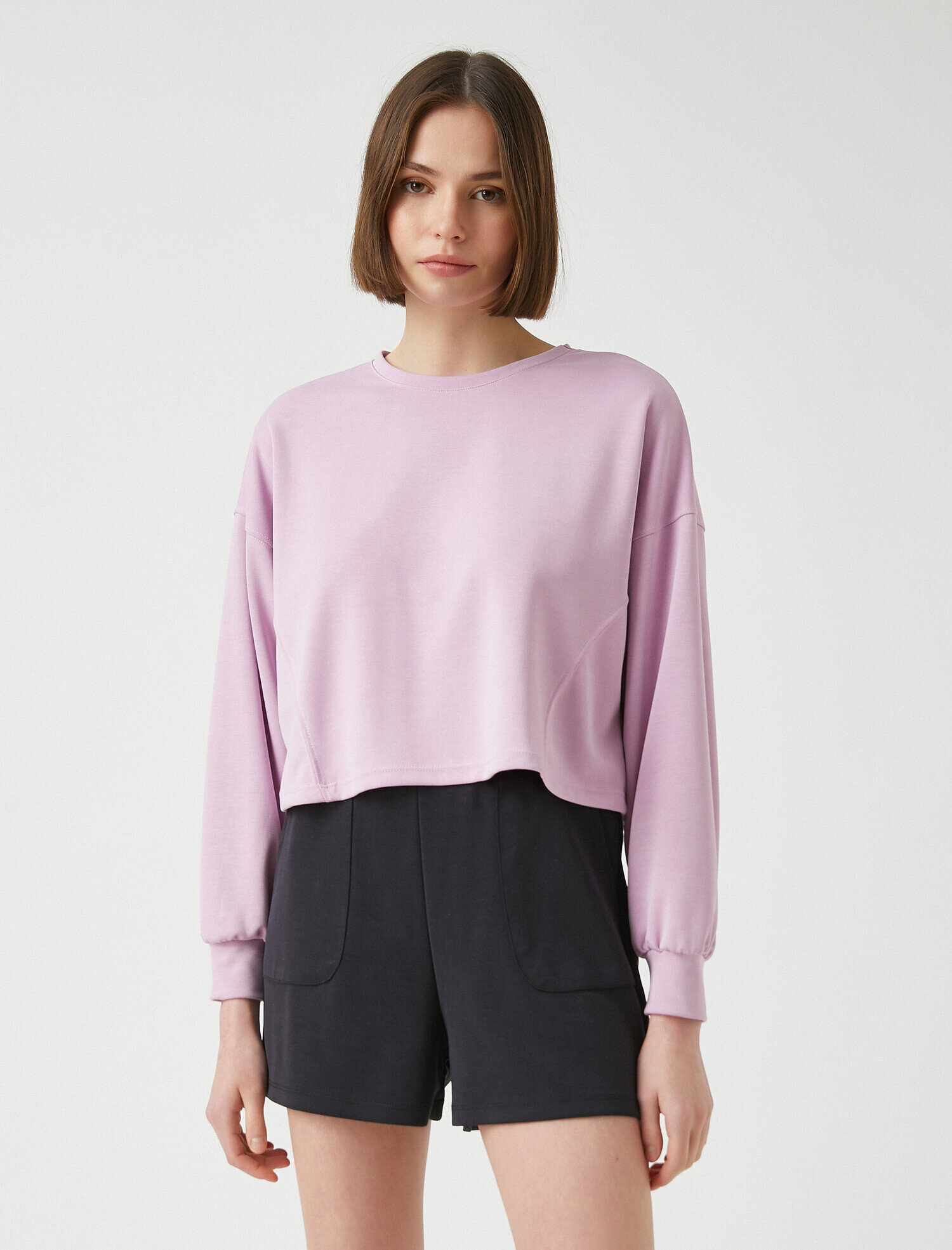   Bisiklet Yaka Uzun Kollu Sweatshirt